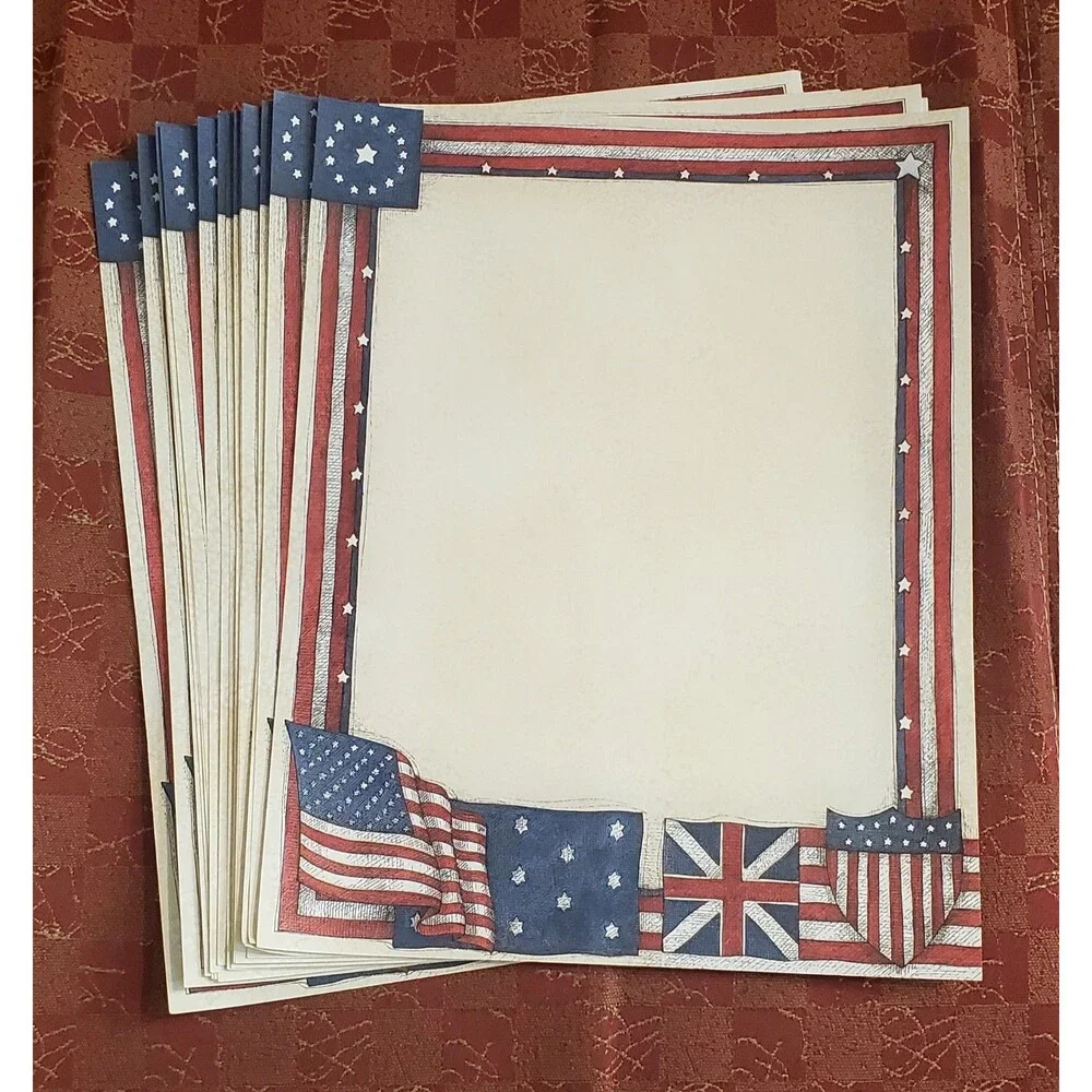 Vintage Large Lot Printer Paper Loose Leaf Stationery Letterhead Borders Themes